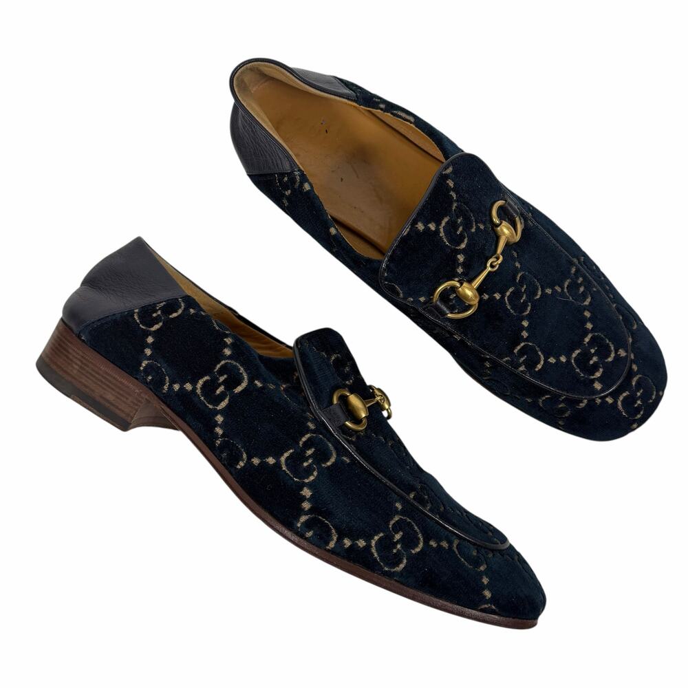 Gucci Velvet GG Monogram Horsebit Mule Loafer Quentin Blue Size 9.5 - Picture 3 of 13
